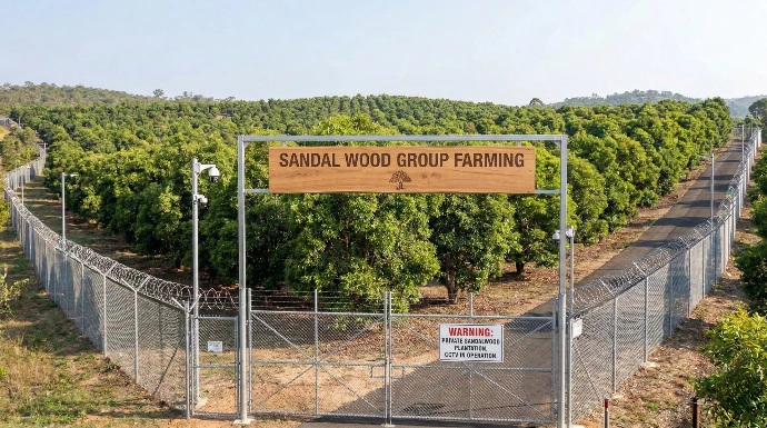 Sandalwood sapling plantation row